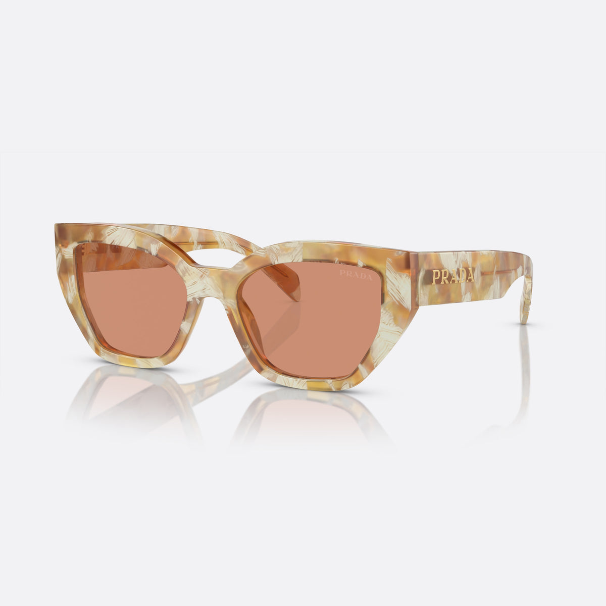 Ochelari de soare Prada PR A09S 19N-20D V, fluture maro, pentru femei, punte integrată cu partea superioară simplă
