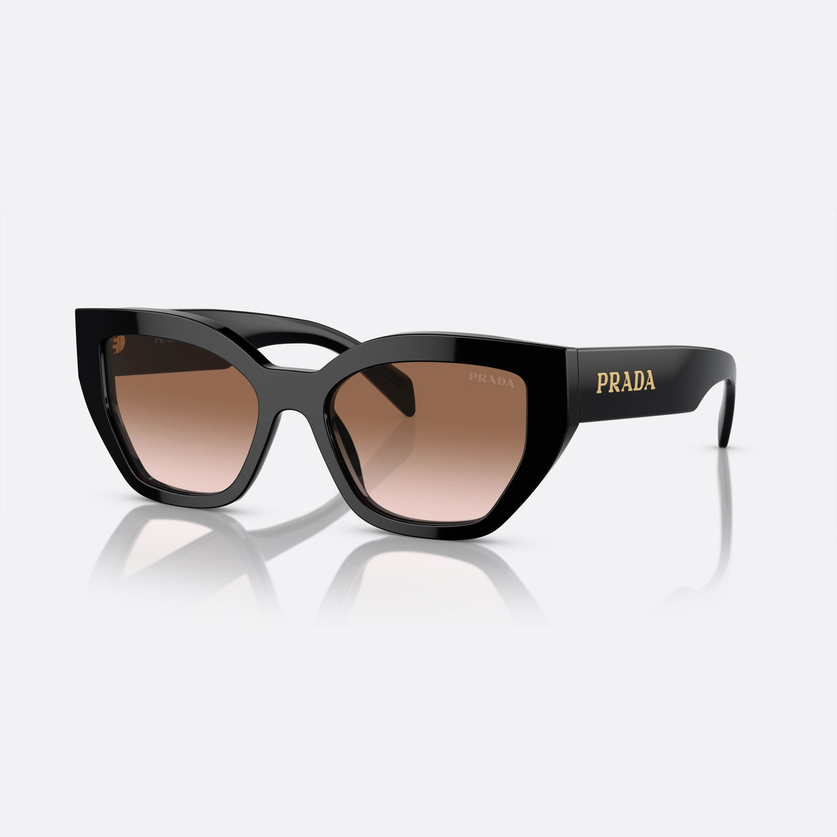 Ochelari de soare Prada PR A09S 1AB-0A6, fluture negru, pentru femei, punte simplă, literele brandului pe brațe, ramă completă