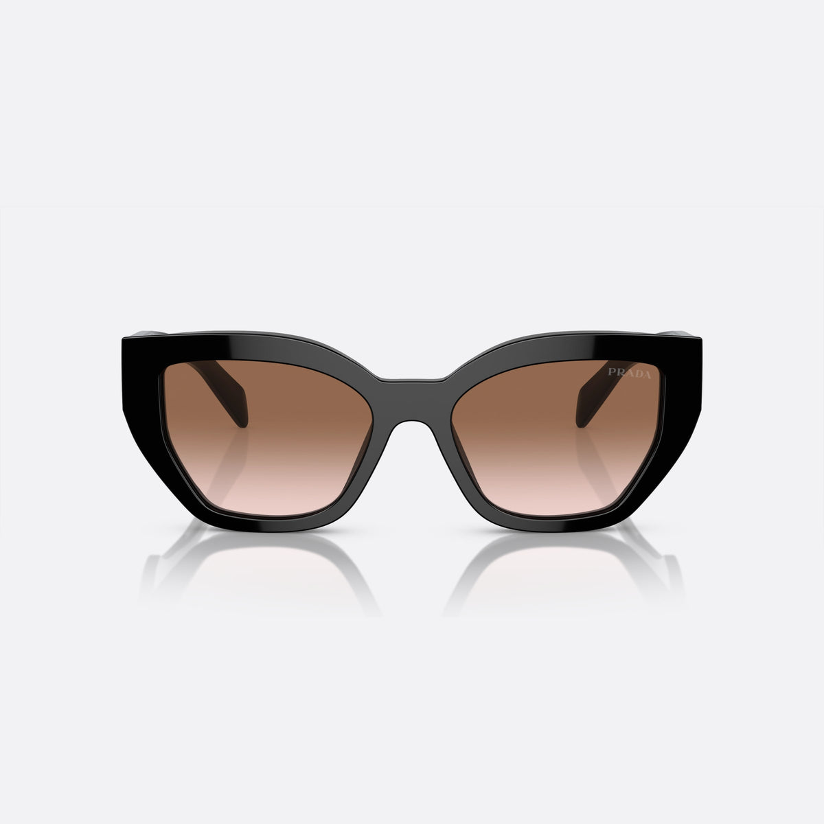 Ochelari de soare Prada PR A09S 1AB-0A6, fluture negru, pentru femei, punte simplă, literele brandului pe brațe, ramă completă, vedere din față