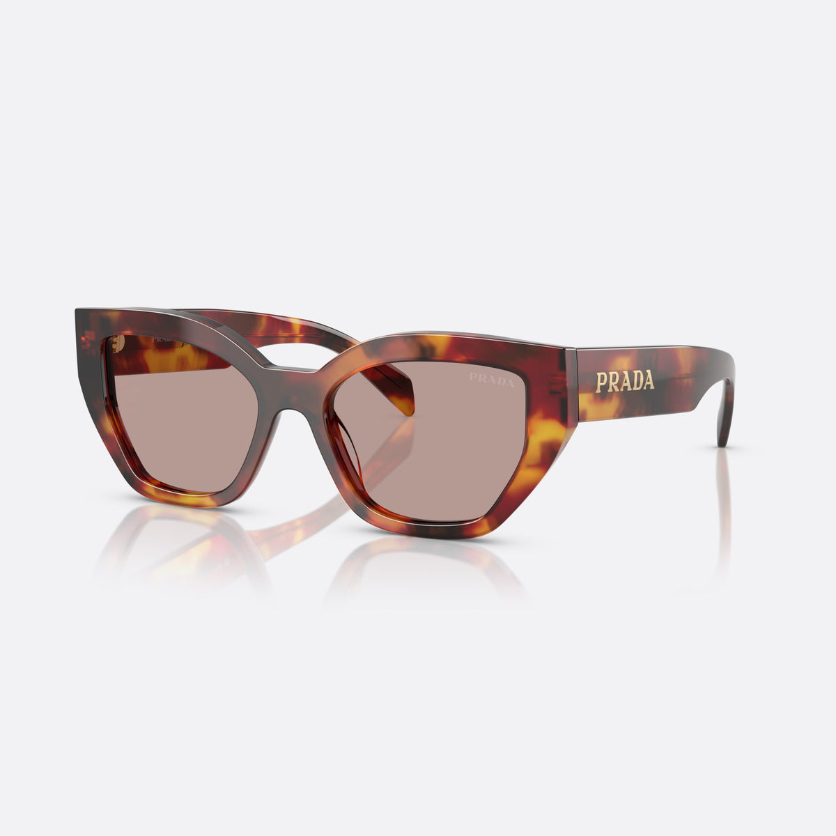 Ochelari de soare Prada PR A09S 22A20I, fluture havana, pentru femei, punte simplă, literele brandului pe brațe, ramă completă