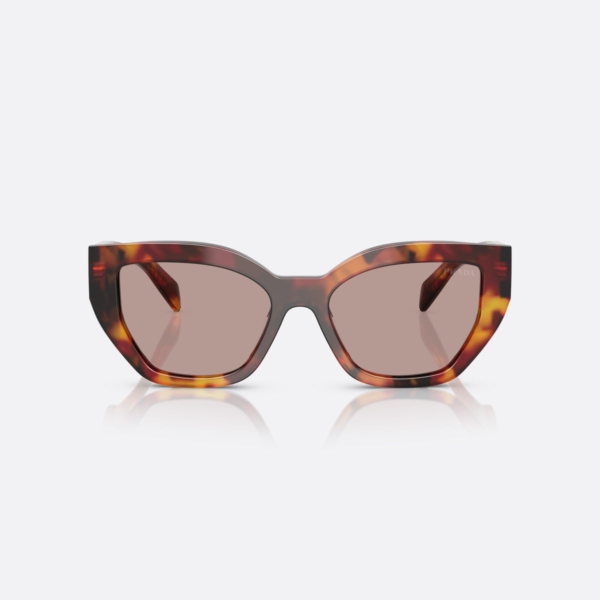 Ochelari de soare Prada PR A09S 22A20I, fluture havana, pentru femei, punte simplă, literele brandului pe brațe, ramă completă, vedere din față