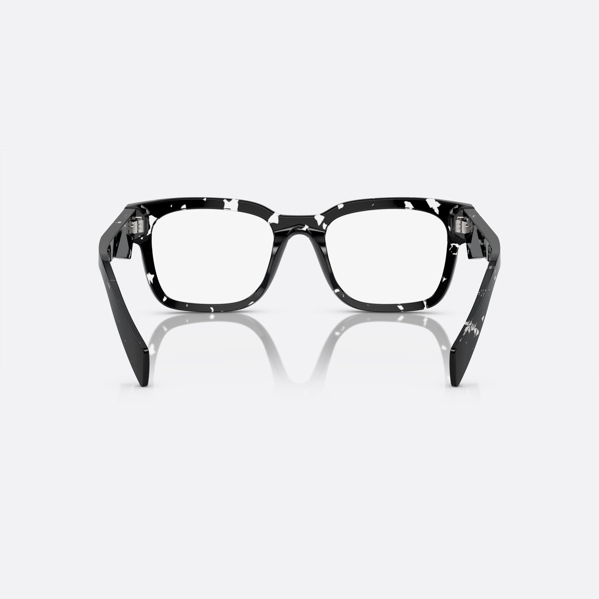 Prada PR A10V 15O-1O1 X eyeglasses, havana rectangle frame for men, plain double-arch bridge, brand lettering on temples
