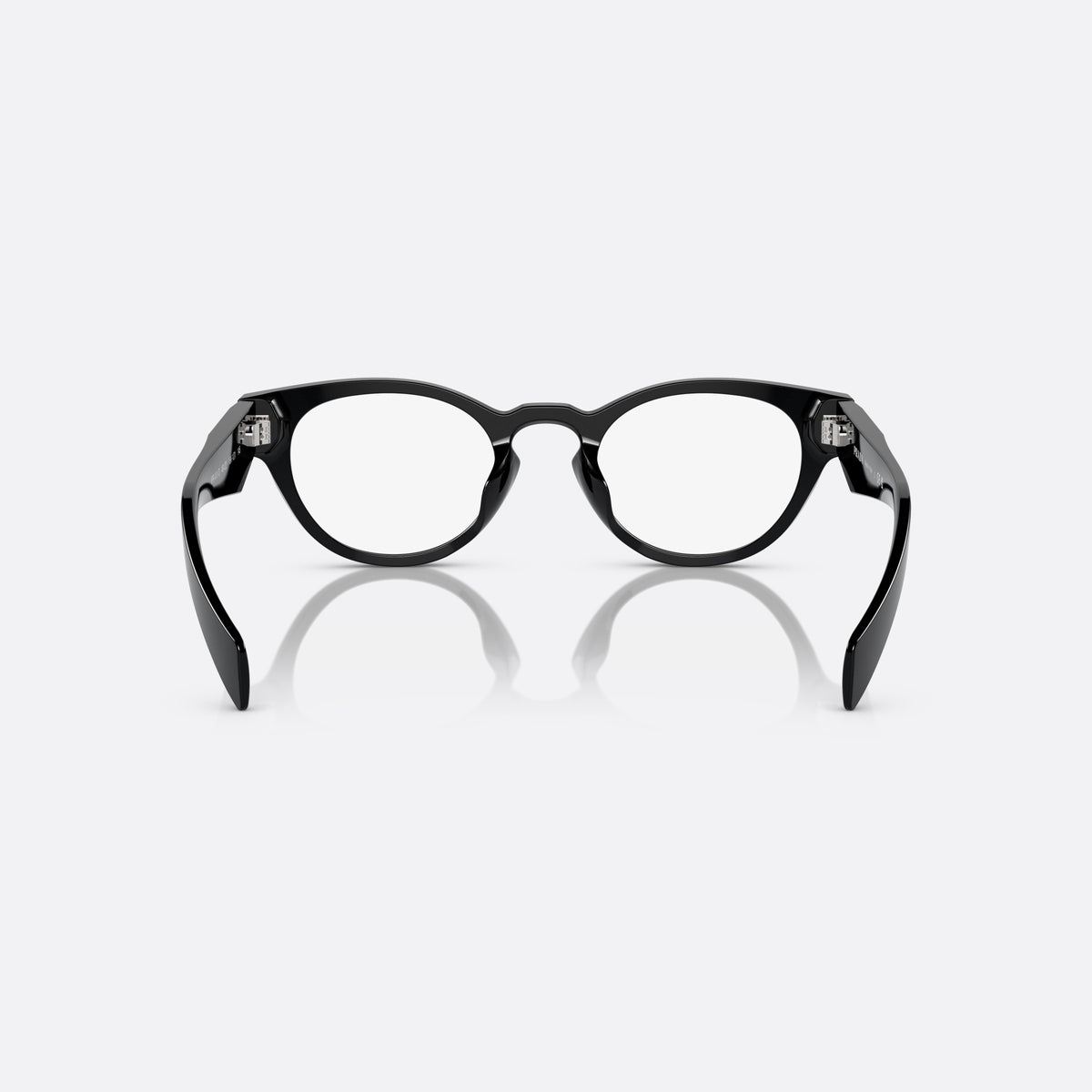 Prada PR A11VD 16K1O1 eyeglasses, black round frame for women, keyhole bridge, brand logo on temples, full-rim frame, back view