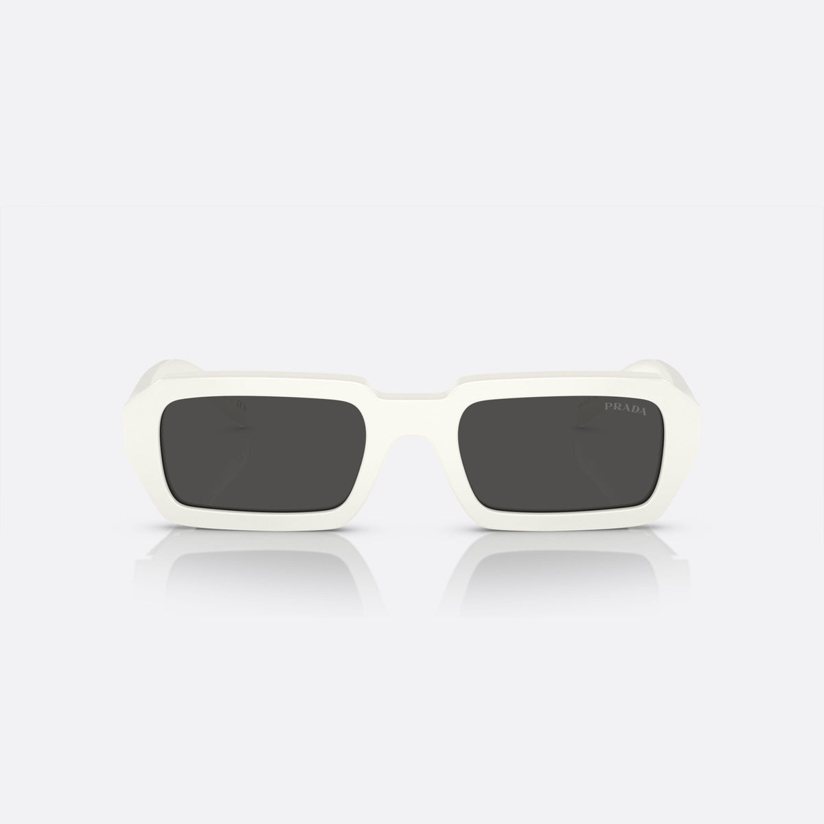 Ochelari de soare Prada PR A12S 17K-08Z A, neregulat alb, pentru femei, punte simplă, literele brandului pe brațe, ramă completă, vedere din față