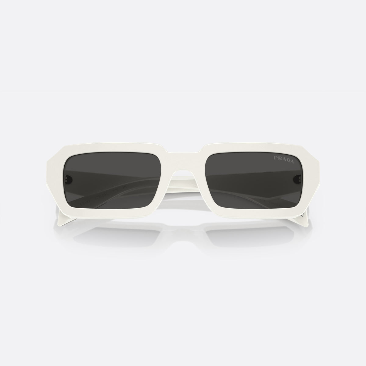 Ochelari de soare Prada PR A12S 17K-08Z A, neregulat alb, pentru femei, punte simplă, literele brandului pe brațe, ramă completă, cu brațele pliate