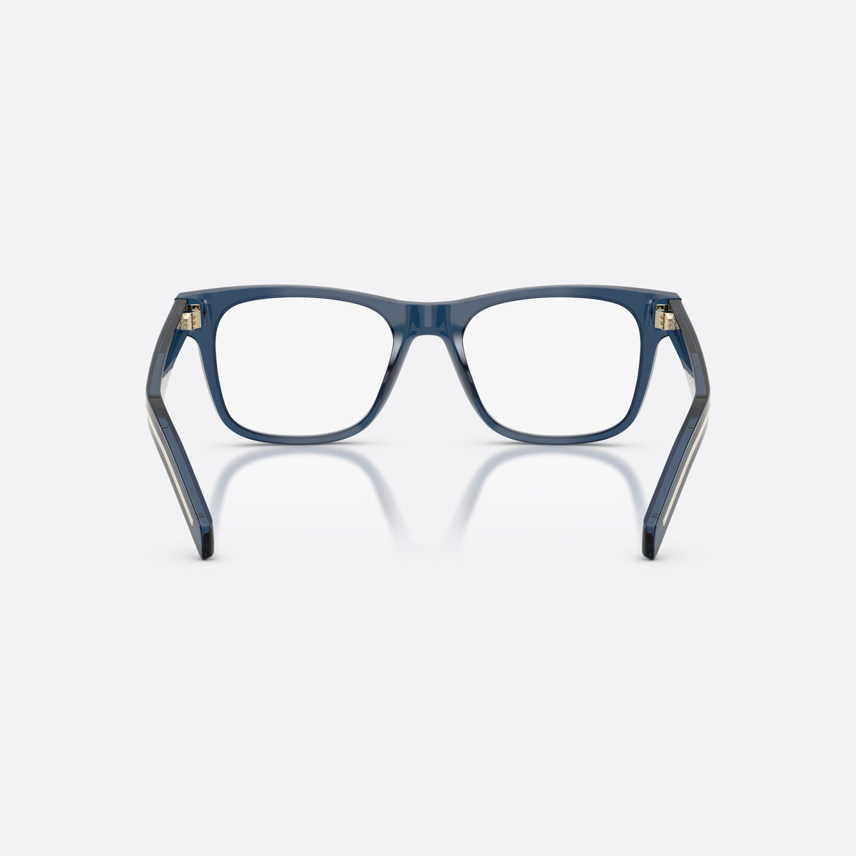 Prada PR A13V 08Q1O1 eyeglasses, grey pillow frame for men, plain bridge, brand lettering on temples, full-rim frame, back view
