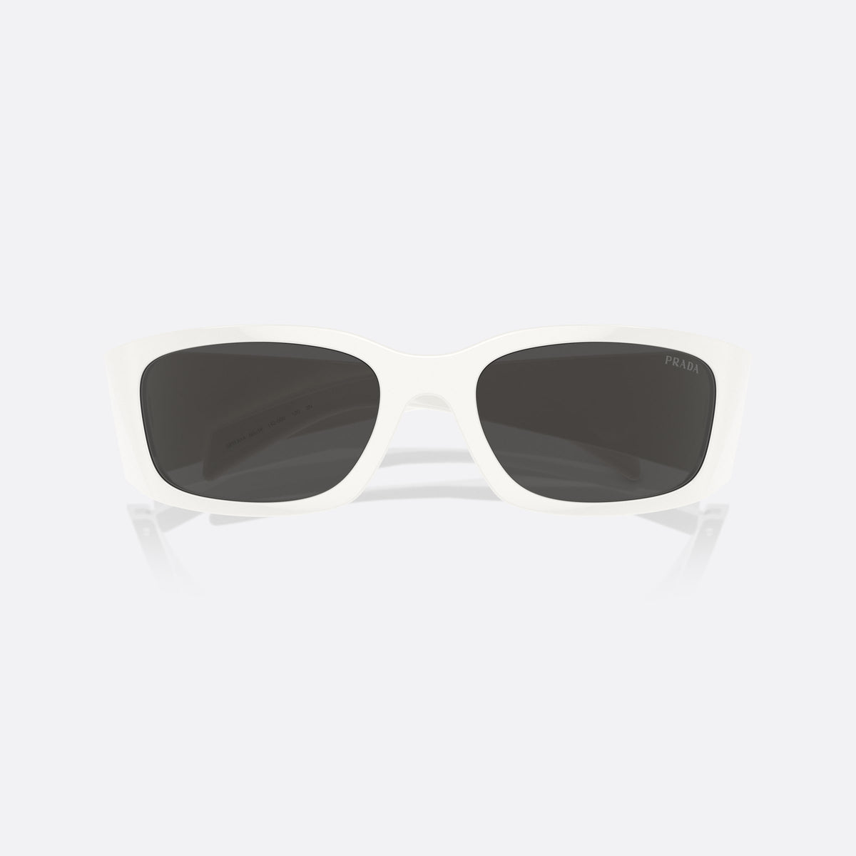 Ochelari de soare Prada PR A14S 1425S0, fluture alb, unisex, punte simplă, placă cu logoul brandului pe braț, brațe late, cu brațele pliate