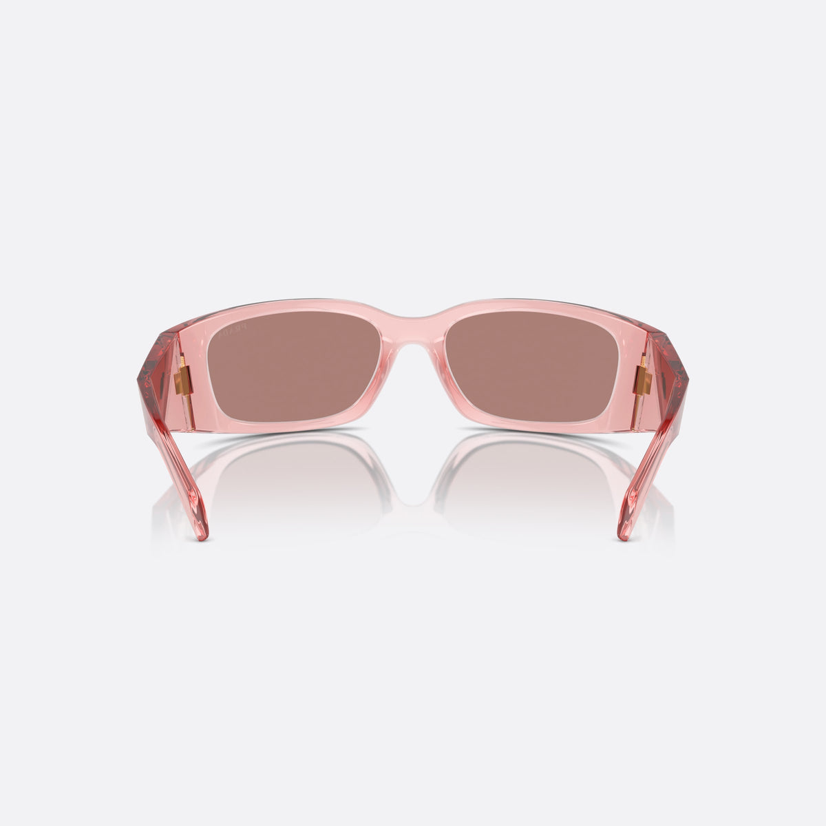 Prada PR A14S 19Q10D sunglasses, pink other frame for women, plain bridge with lens-to-lens joint, brand logo on temple, back view
