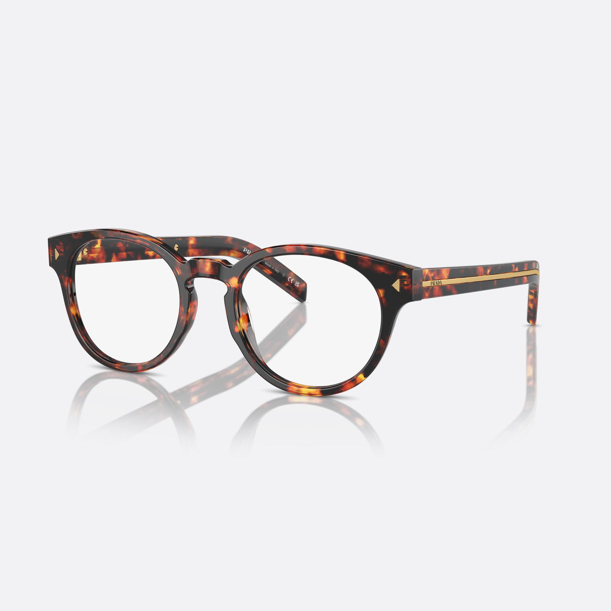 Prada PR A14V 50 eyeglasses, havana phantos frame for men, keyhole bridge, brand lettering on temples