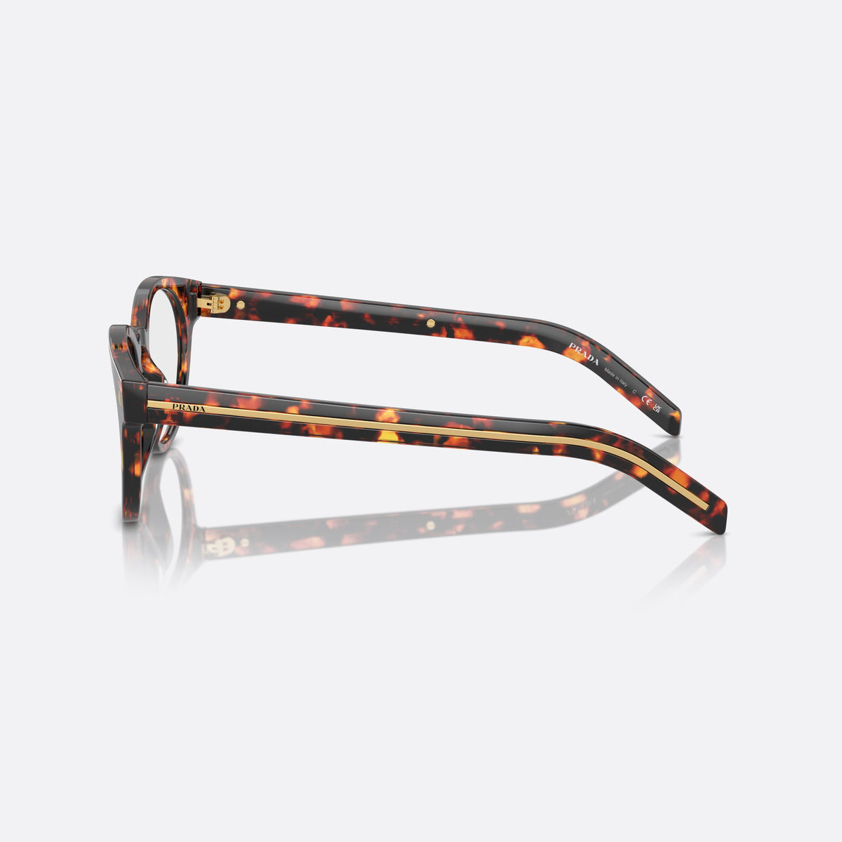 Prada PR A14V 50 eyeglasses, havana phantos frame for men, keyhole bridge, brand lettering on temples