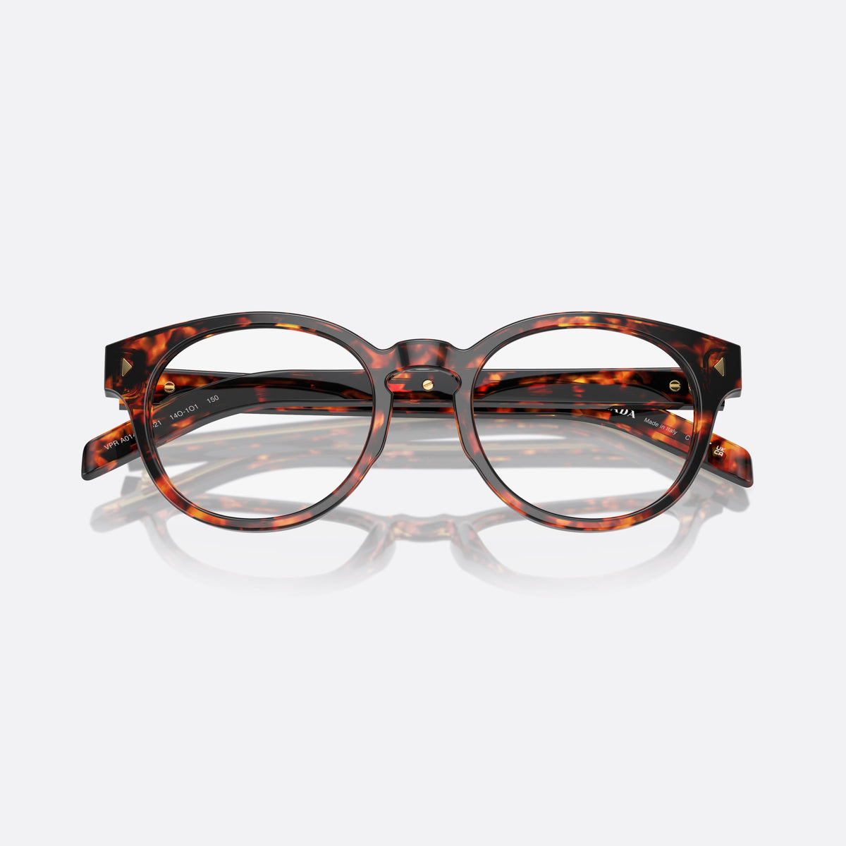 Prada PR A14V 50 eyeglasses, havana phantos frame for men, keyhole bridge, brand lettering on temples