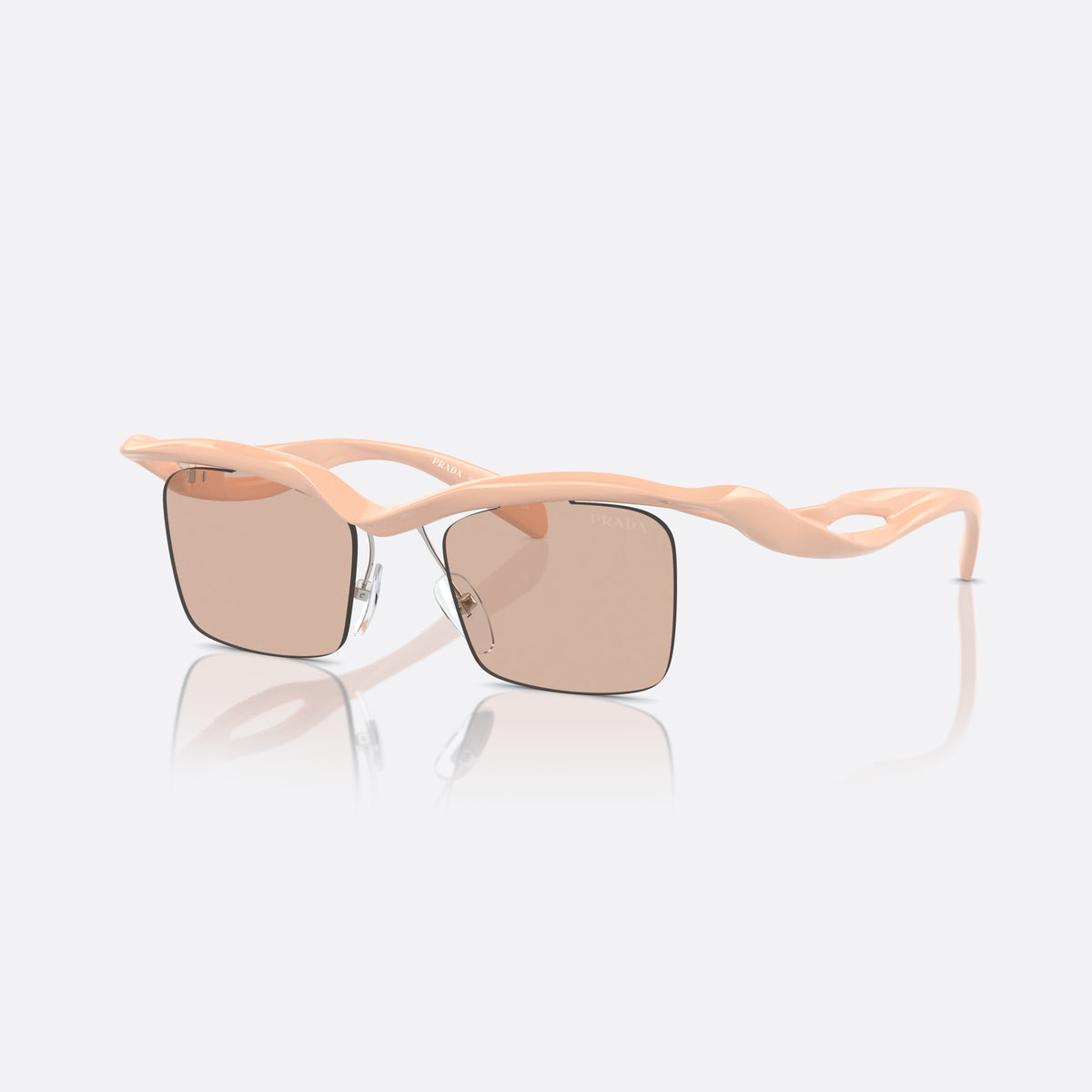 Prada PR A15S 18Q4I2 sunglasses, pink geometric frame for men, brand lettering on temples, tapered temple tips