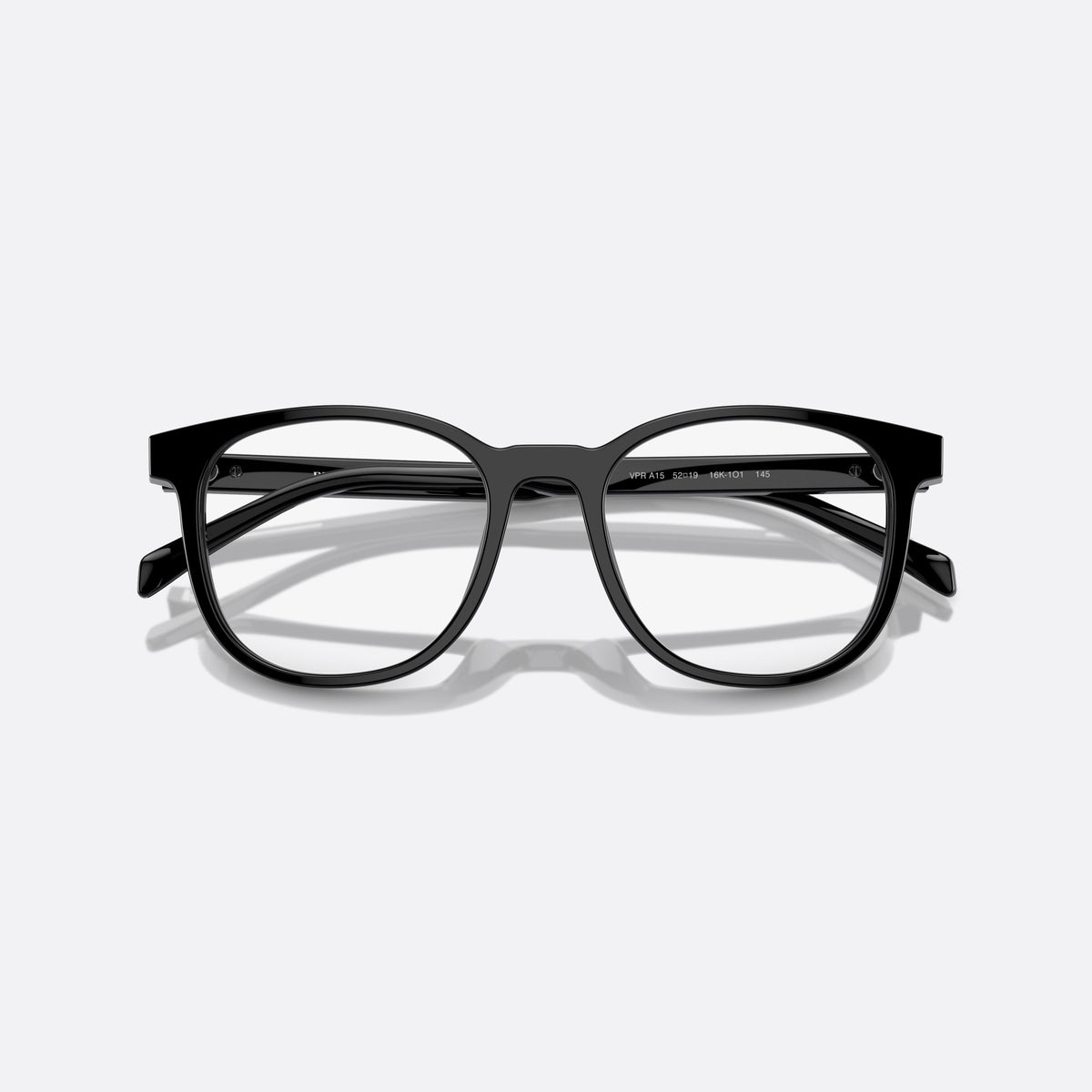 Rame ochelari de vedere Prada PR A15V 16K1O1, patrati negru, pentru bărbați, punte simplă, litere ale brandului pe brațe, ramă completă, cu brațele pliate