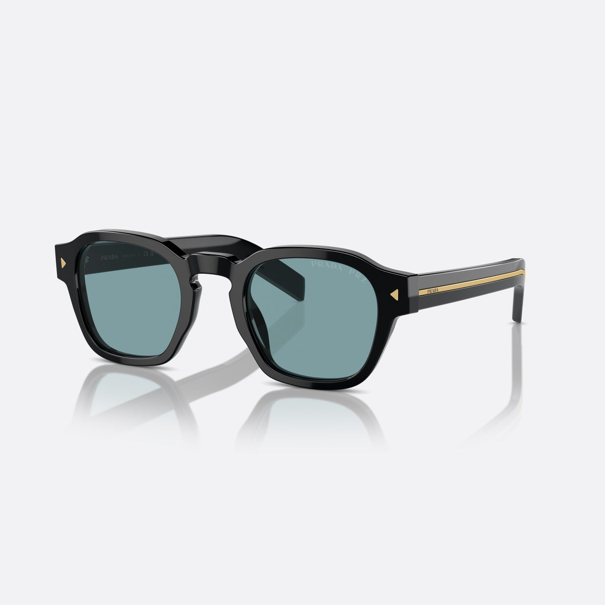Prada PR A16S 16K-04D sunglasses, black pantos frame for men, brand lettering on temples, full-rim frame