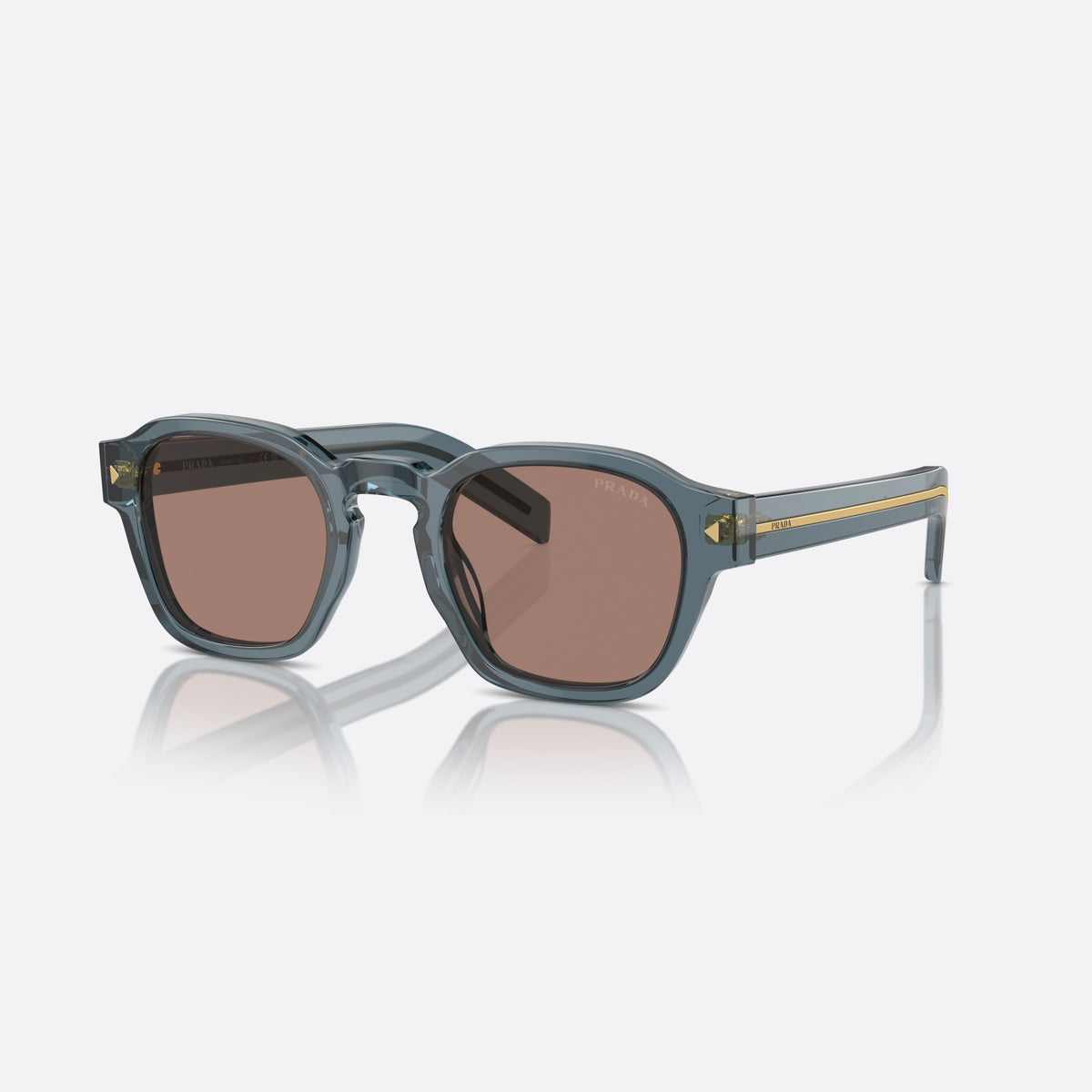 Ochelari de soare Prada PR A16S 17T-05D, pantos albastru, pentru bărbați, literele brandului pe brațe, ramă completă