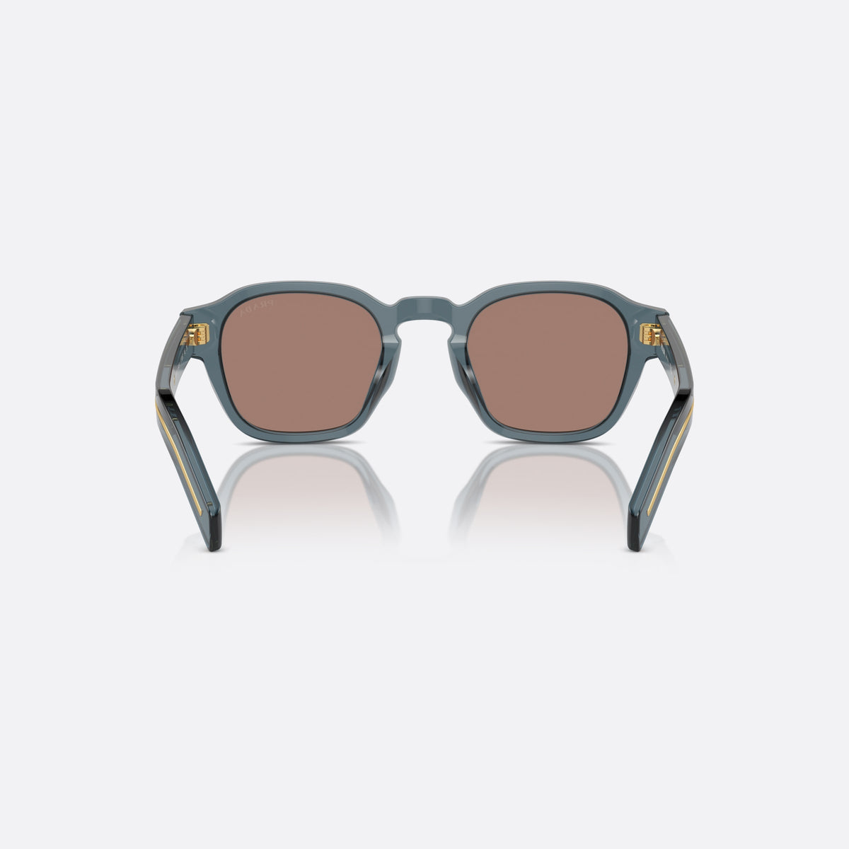 Ochelari de soare Prada PR A16S 17T-05D, pantos albastru, pentru bărbați, literele brandului pe brațe, ramă completă, vedere din spate
