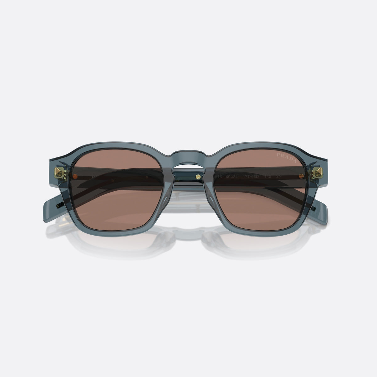 Ochelari de soare Prada PR A16S 17T-05D, pantos albastru, pentru bărbați, literele brandului pe brațe, ramă completă, cu brațele pliate