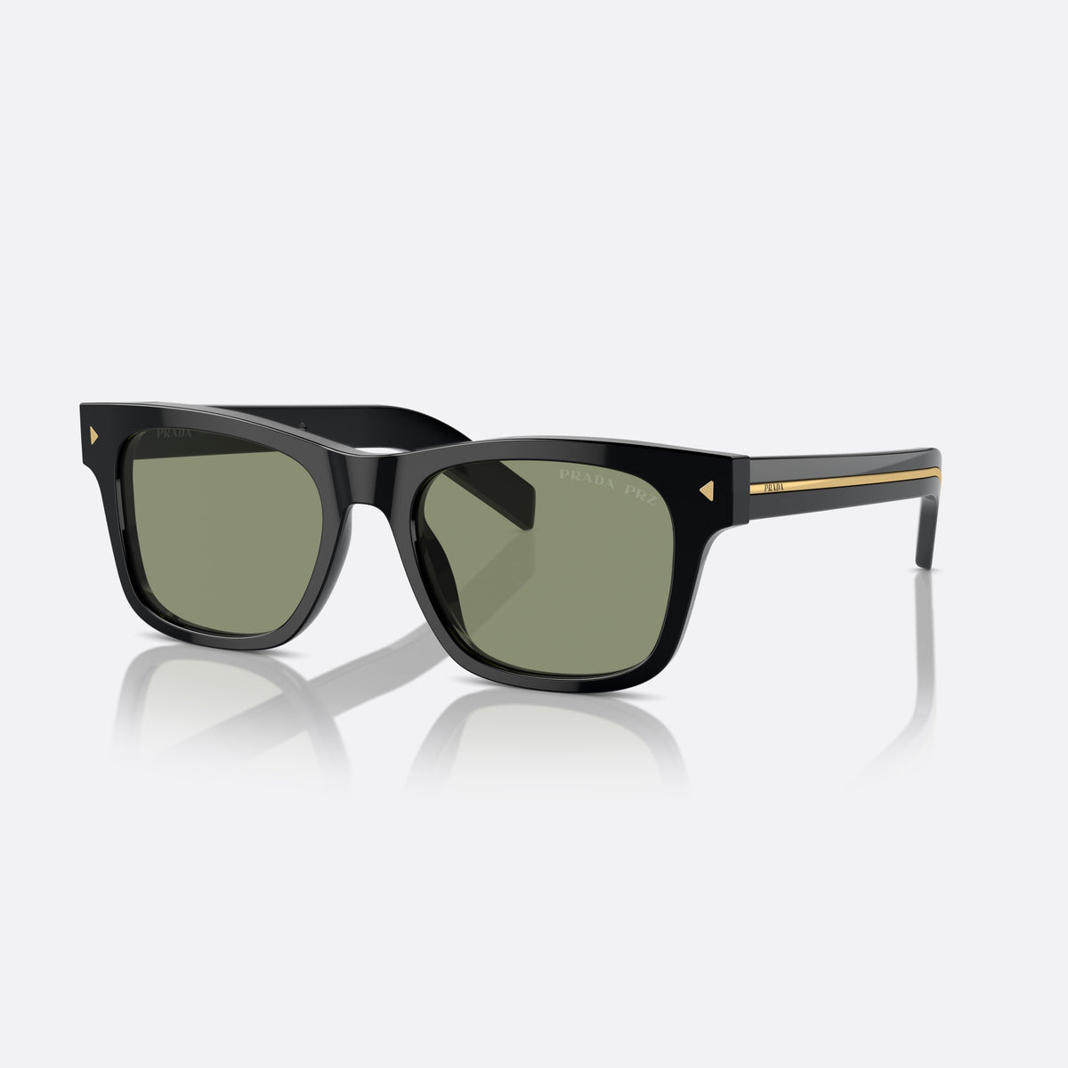 Ochelari de soare Prada PR A17S 16K-20G, rectangulari negru, pentru bărbați, punte simplă, litere ale brandului pe brațe, ramă completă