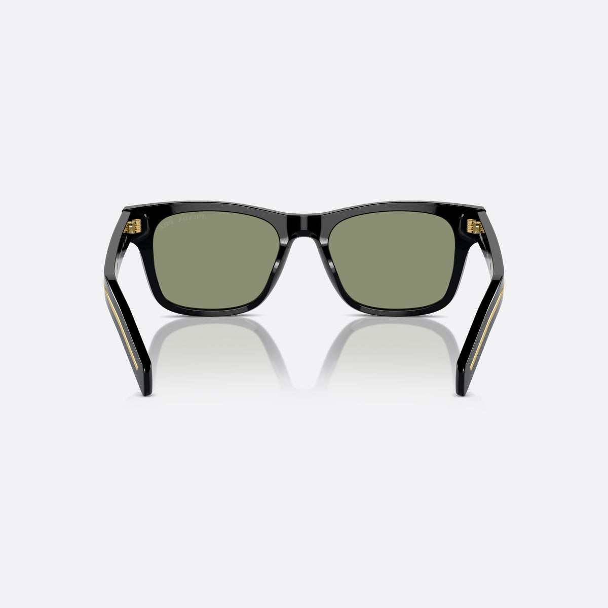 Ochelari de soare Prada PR A17S 16K-20G, rectangulari negru, pentru bărbați, punte simplă, litere ale brandului pe brațe, ramă completă, vedere din spate