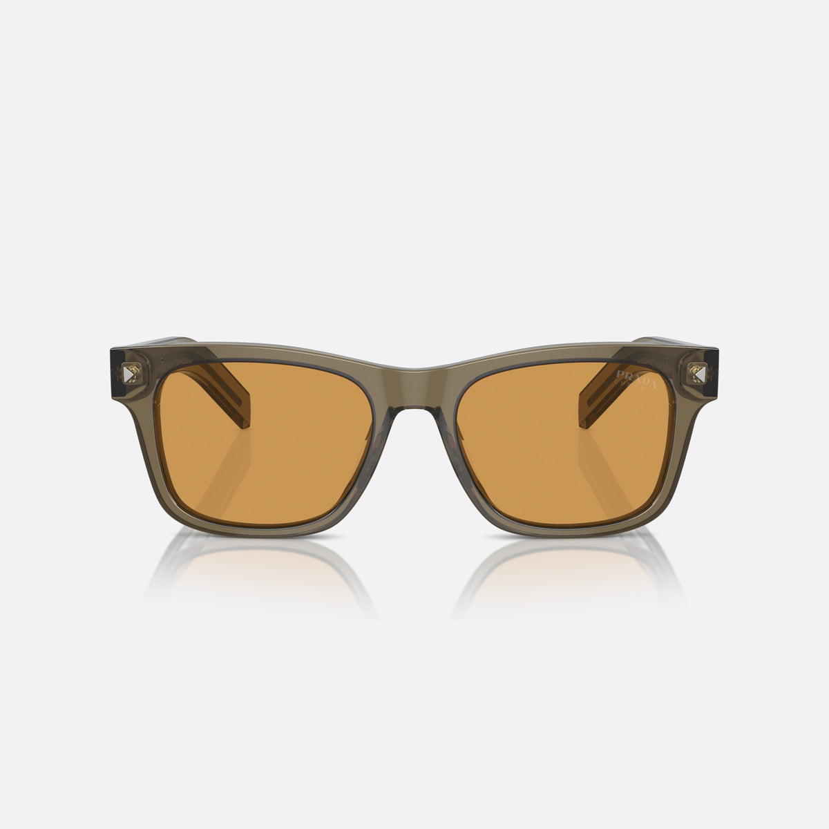Prada PR A17S 18T60F sunglasses, brown rectangle frame for men, plain bridge, integrated into front, full-rim frame, front view