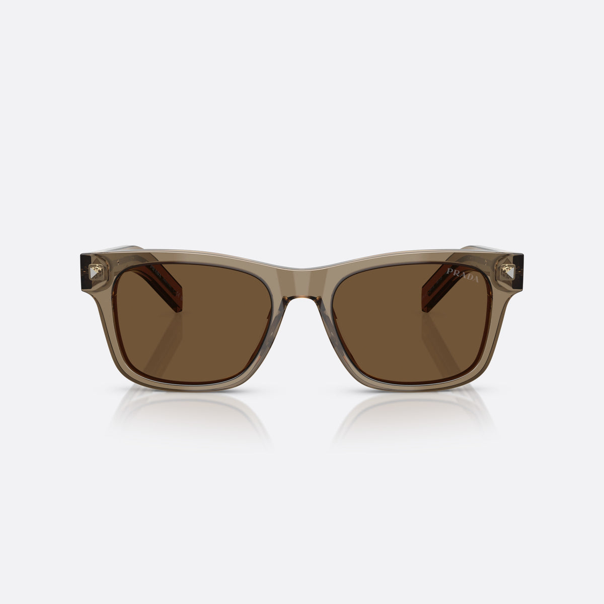 Prada PR A17S 18T70F sunglasses, brown rectangle frame for men, plain bridge, integrated into front, full-rim front, front view