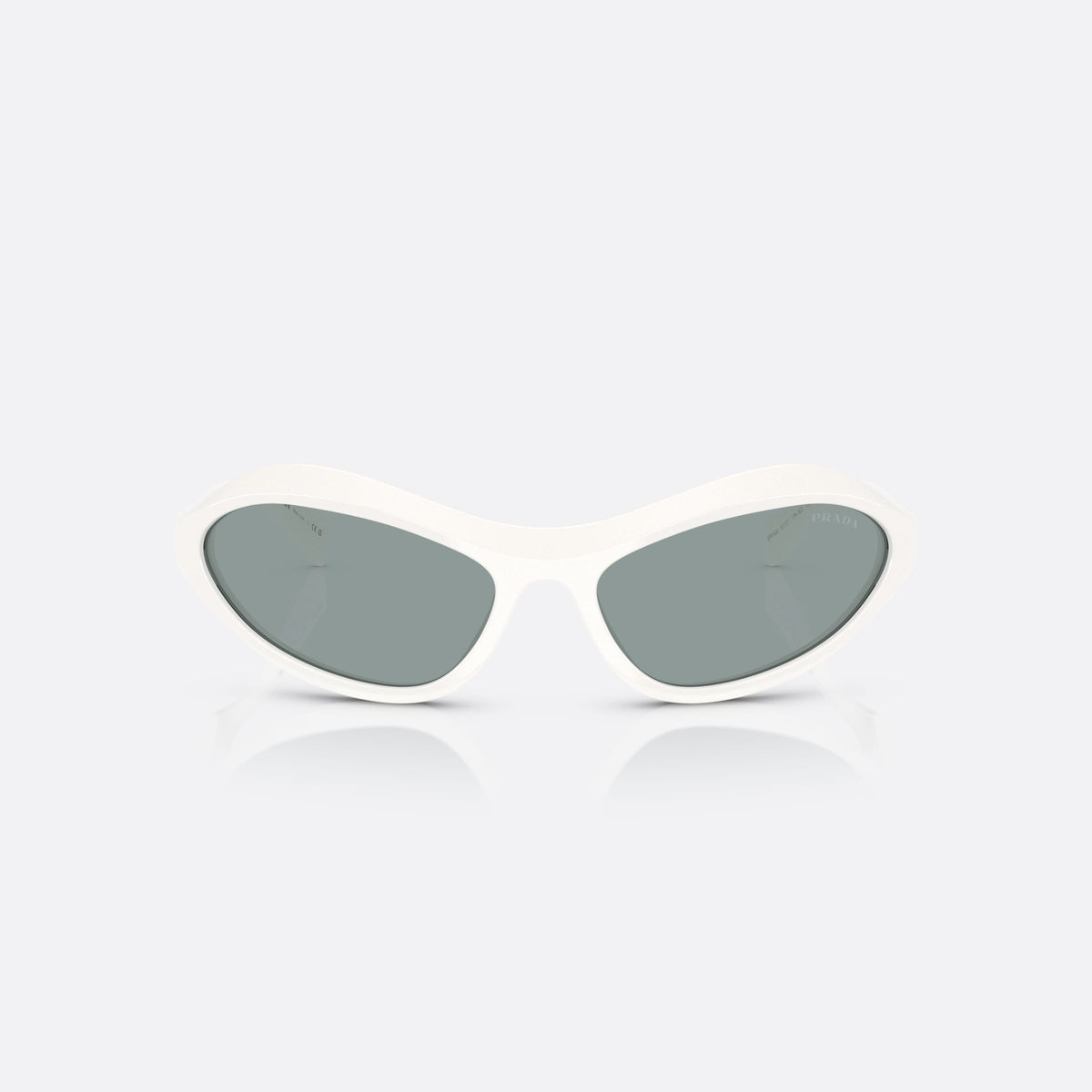 Ochelari de soare Prada PR A20S 17K3C2, neregulat alb, pentru femei, punte simplă integrată, litere ale brandului pe brațe, vedere din față