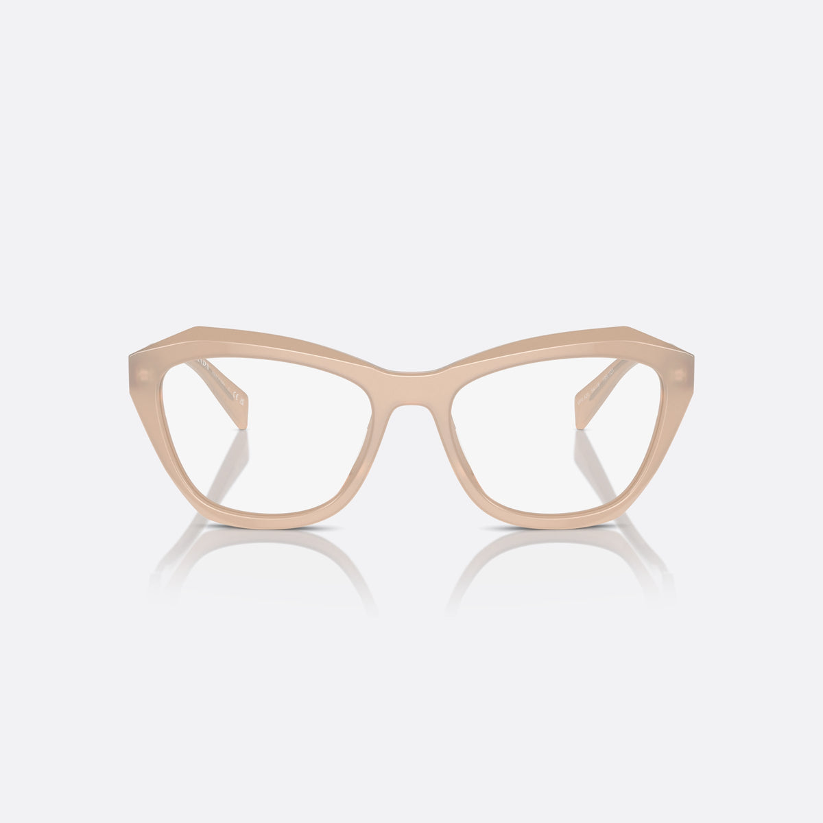 Rame ochelari de vedere Prada PR A20V 19R1O1, geometrica roz, pentru femei, punte simplă, literele brandului pe brațe, vedere din față