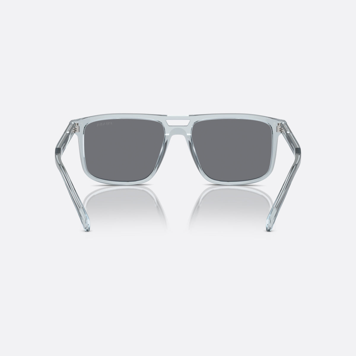 Prada PR A22S 19T175 sunglasses, blue rectangle frame for men, double bridge with open cutout, full-rim frame, back view