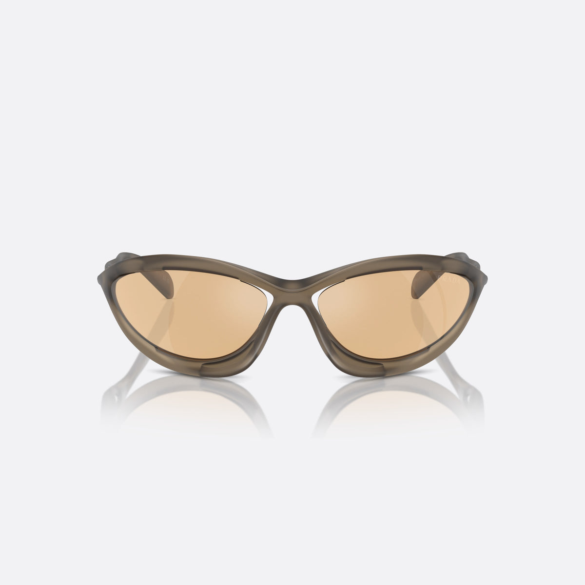 Prada PR A26S 16V10H sunglasses, brown other frame for men, integrated single bridge, brand lettering on temples, front view