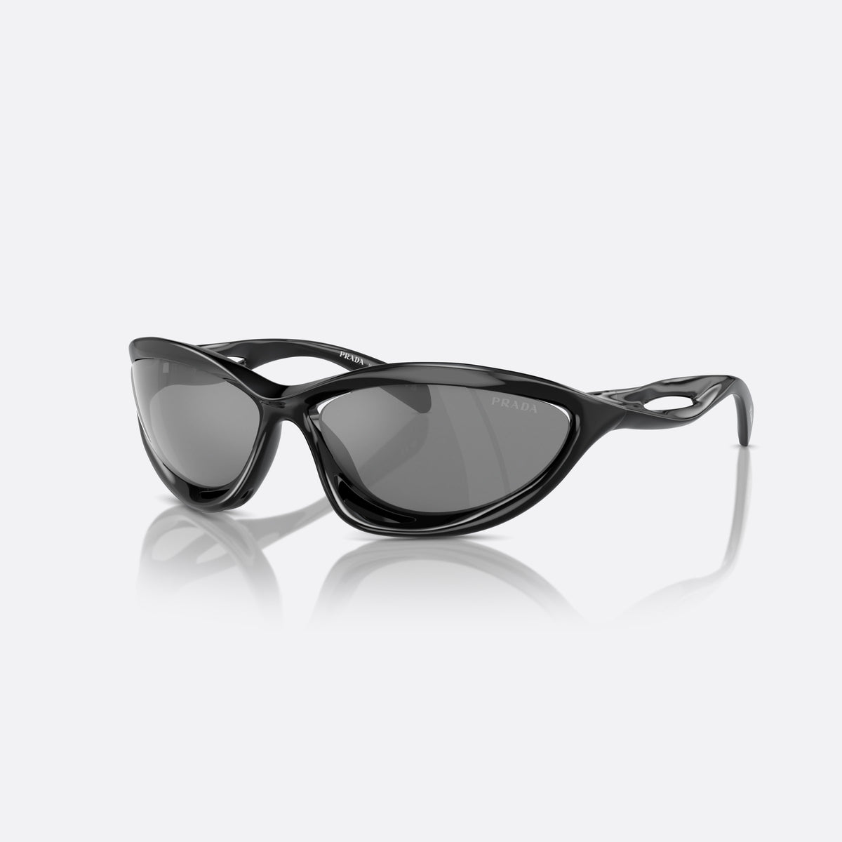 Prada PR A26S 1AB60G sunglasses, black other frame for men, integrated double bridge, brand lettering on temples