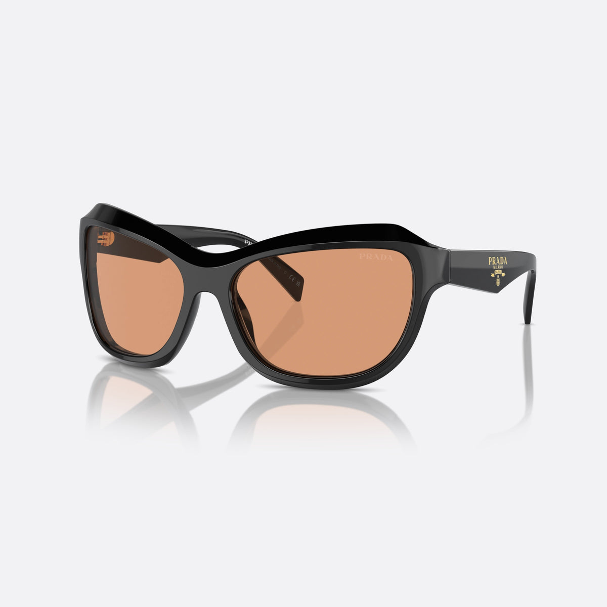 Ochelari de soare Prada PR A27S 16K07V, fluture negru, pentru femei, punte simplă, logo al brandului pe braț, brațe late conice