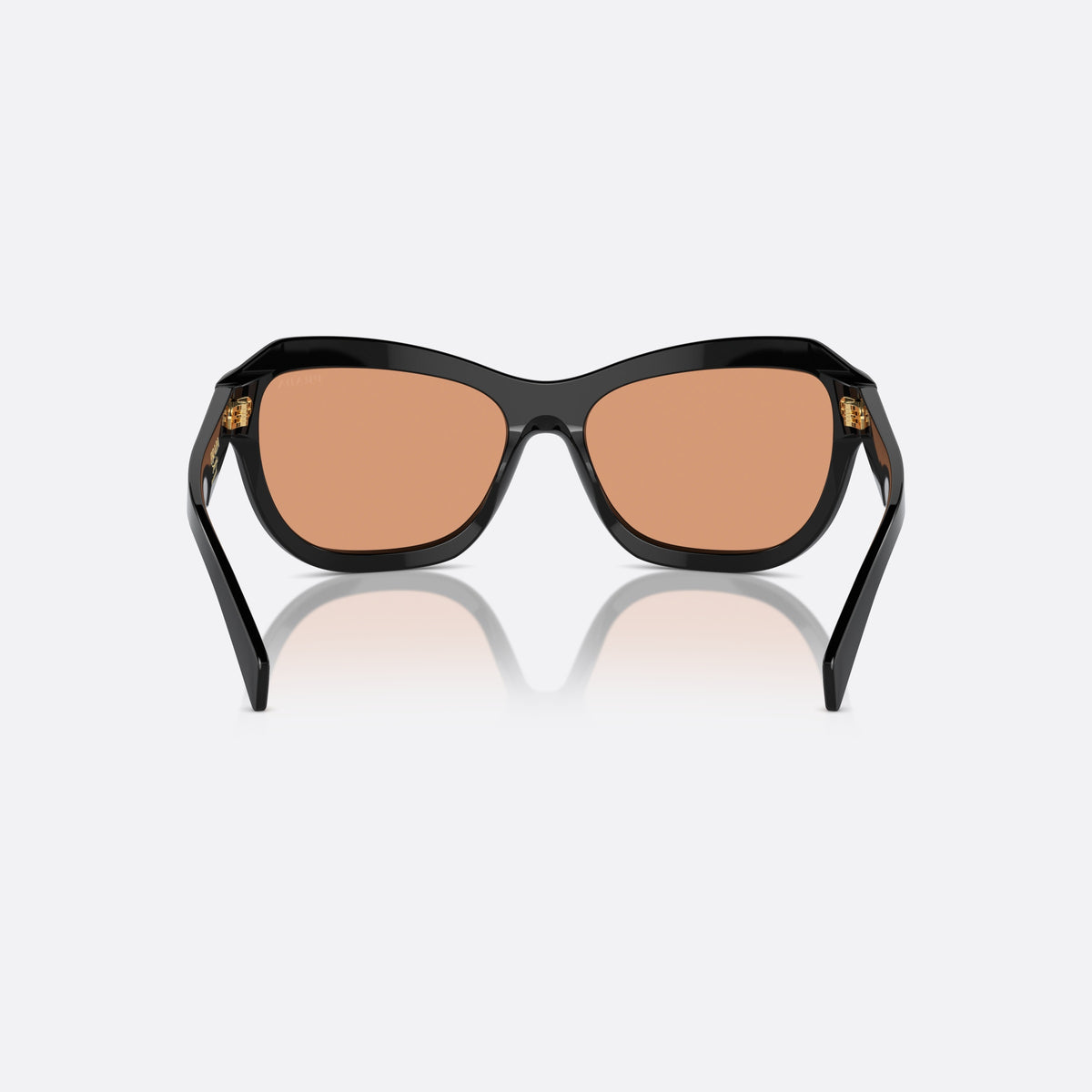 Ochelari de soare Prada PR A27S 16K07V, fluture negru, pentru femei, punte simplă, logo al brandului pe braț, brațe late conice, vedere din spate