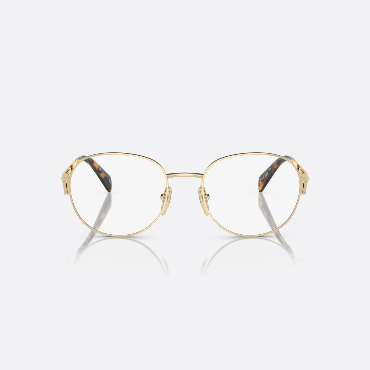 Rame ochelari de vedere Prada PR A50V ZVN-1O1 B, rotunzi auriu, pentru femei, punte metalică simplă, placă cu logo pe brațe