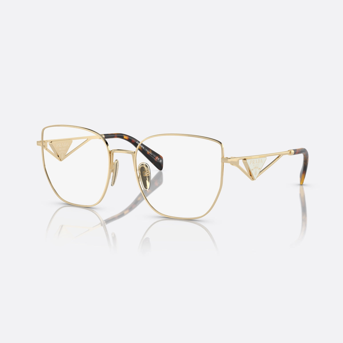 Rame ochelari de vedere Prada PR A54VD ZVN1O1 A, fluture auriu, pentru femei, punte metalică simplă, logo al brandului pe brațe
