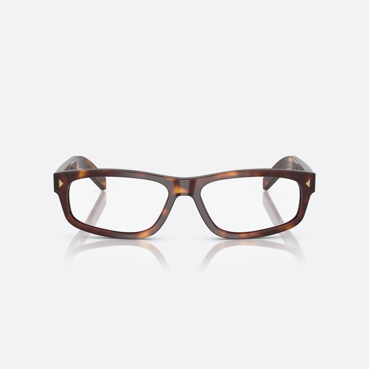 Rame ochelari de vedere Prada PR B02V 15W1O1, patrati havana, pentru bărbați, punte simplă din acetat, literele brandului pe brațe, vedere din față
