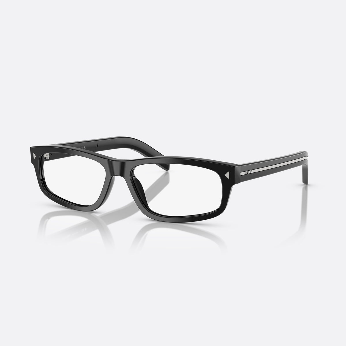 Rame ochelari de vedere Prada PR B02V 16K1O1, patrati negru, pentru bărbați, punte simplă, literele brandului pe brațe, ramă completă
