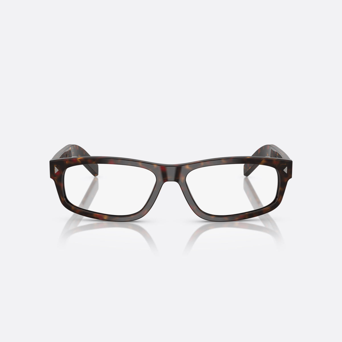 Rame ochelari de vedere Prada PR B02V 17N1O1, patrati havana, pentru bărbați, punte simplă, literele brandului pe braț, ramă completă, vedere din față