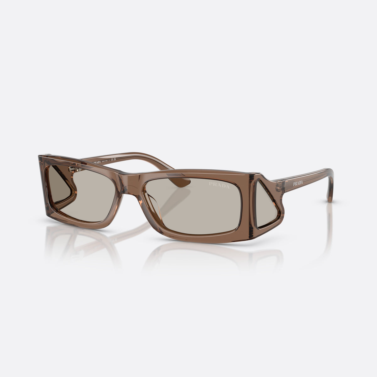 Ochelari de soare Prada PR B03S 16W5J2 BWLB, rectangulari maro, pentru bărbați, punte simplă între lentile, literele brandului pe brațe