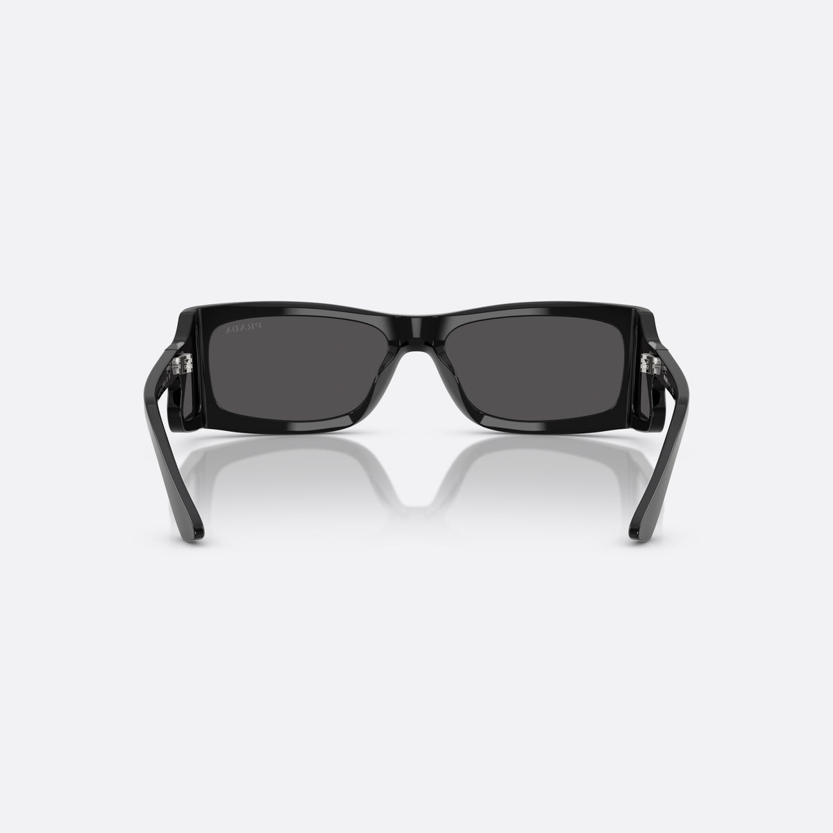 Prada PR B03S 1AB5S0 BLDG sunglasses, black rectangular frame for men, plain integrated bridge, brand lettering on temples