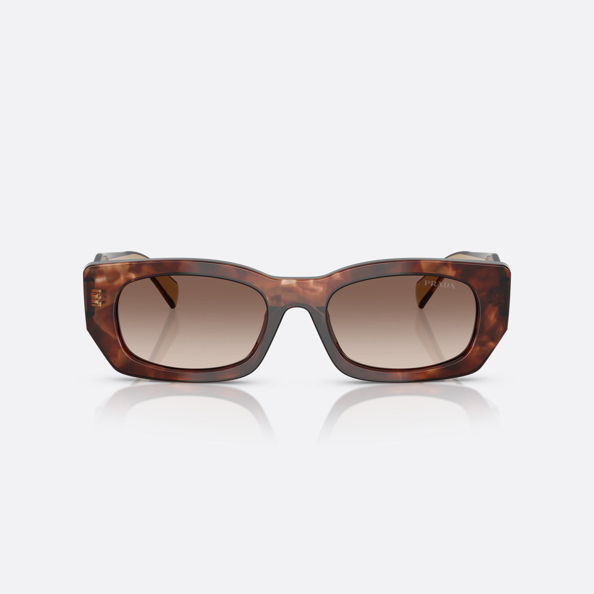 Ochelari de soare Prada PR B05S 00K10S, pillow havana, pentru femei, punte simplă, literele brandului pe brațe, ramă completă, vedere din față
