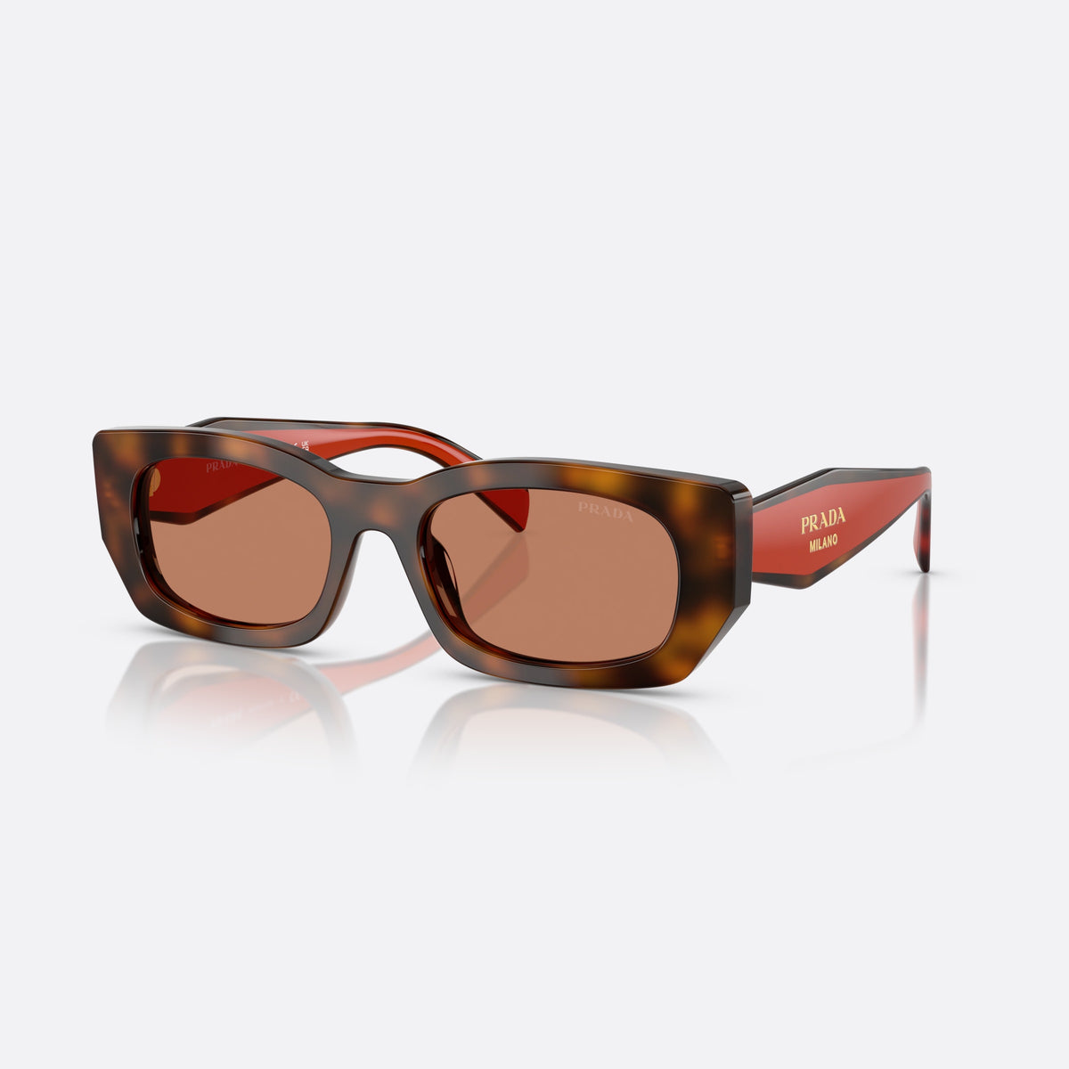 Ochelari de soare Prada PR B05S 01K90Q, pillow havana, pentru femei, punte simplă, litere ale brandului pe brațe, ramă completă