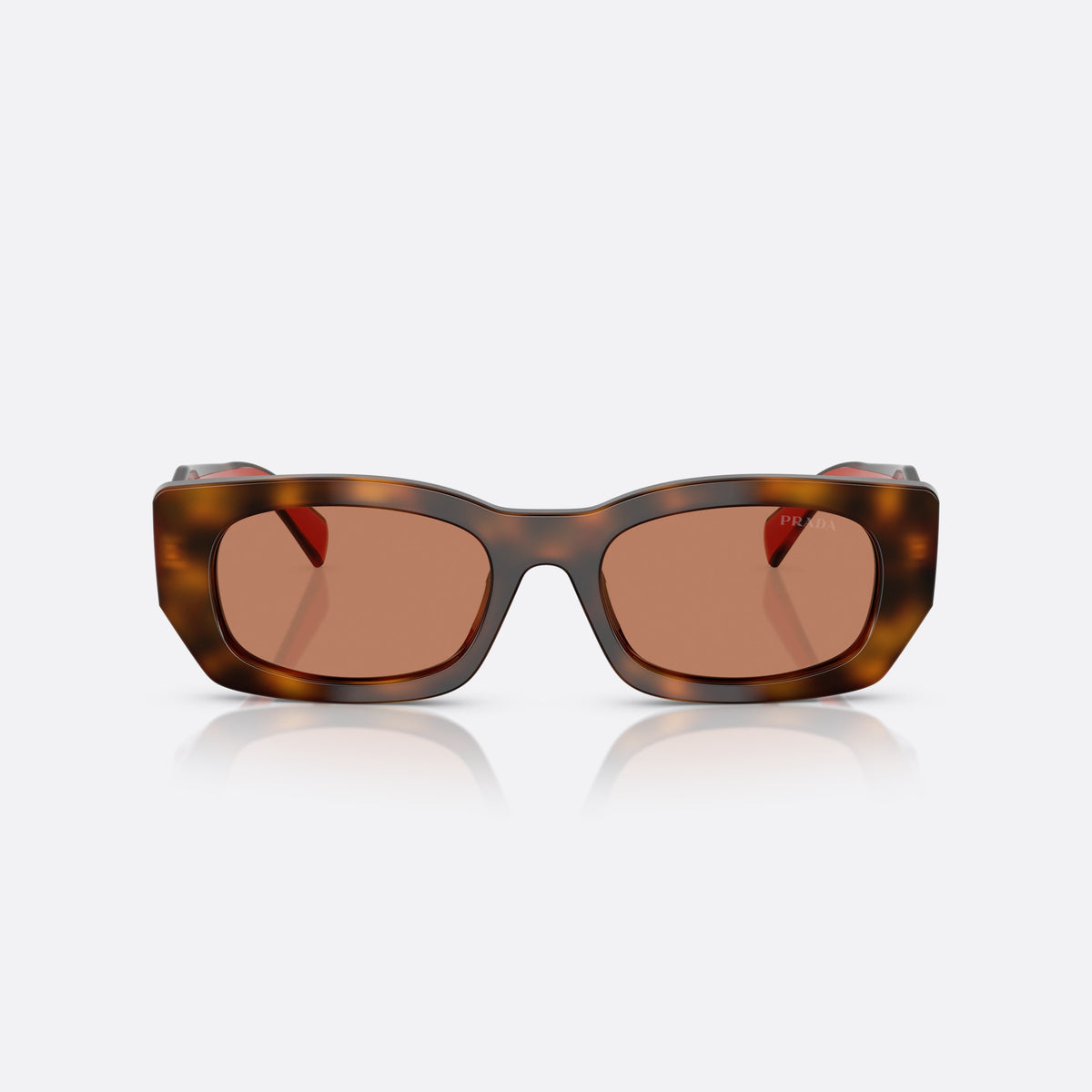 Ochelari de soare Prada PR B05S 01K90Q, pillow havana, pentru femei, punte simplă, litere ale brandului pe brațe, ramă completă, vedere din față