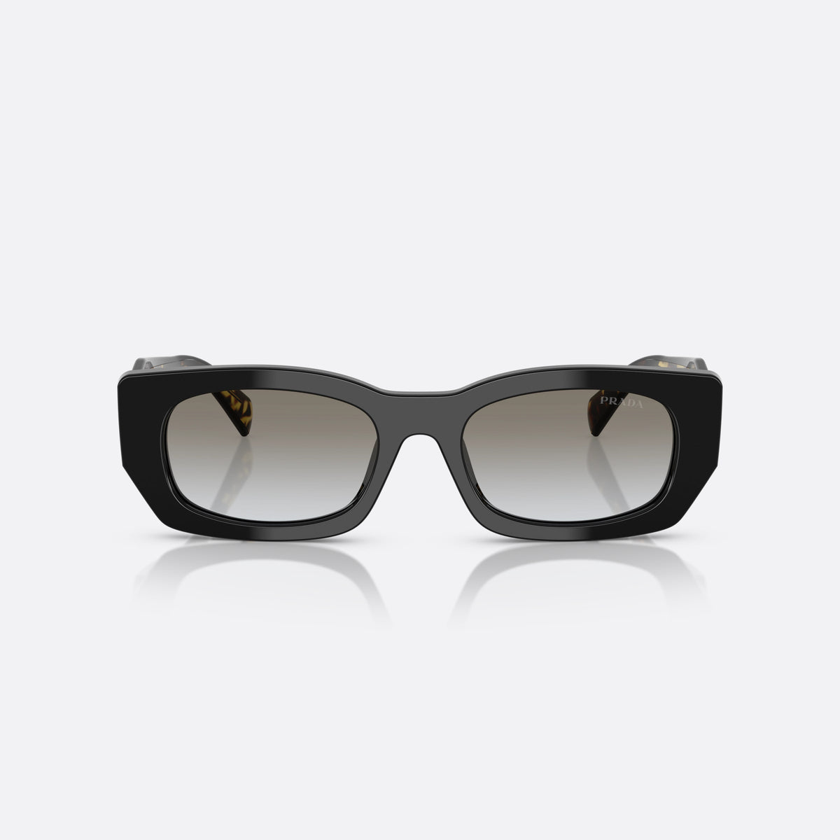 Ochelari de soare Prada PR B05S 3890A7 BLGR, patrati negru, pentru femei, punte simplă, literele brandului pe brațe, ramă completă, vedere din față