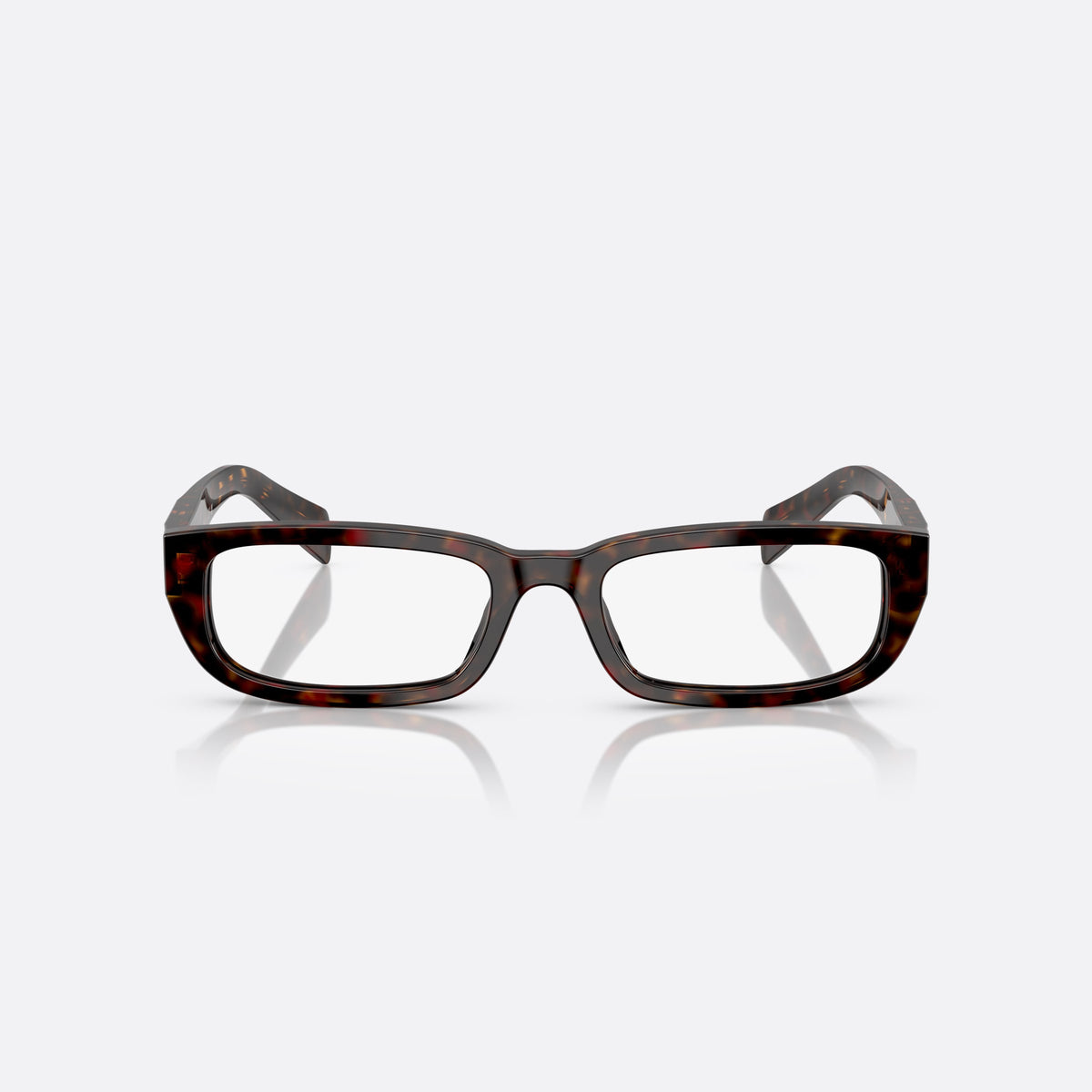 Rame ochelari de vedere Prada PR B05V 17N1O1, visor havana, pentru femei, punte simplă cu curbură dublă, logo al brandului pe brațe, vedere din față