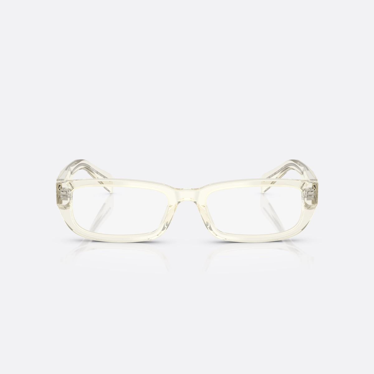 Rame ochelari de vedere Prada PR B05V 19X1O1, rectangulari havana, pentru femei, punte simplă, logo brand pe brațe, brațe late conice, vedere din față