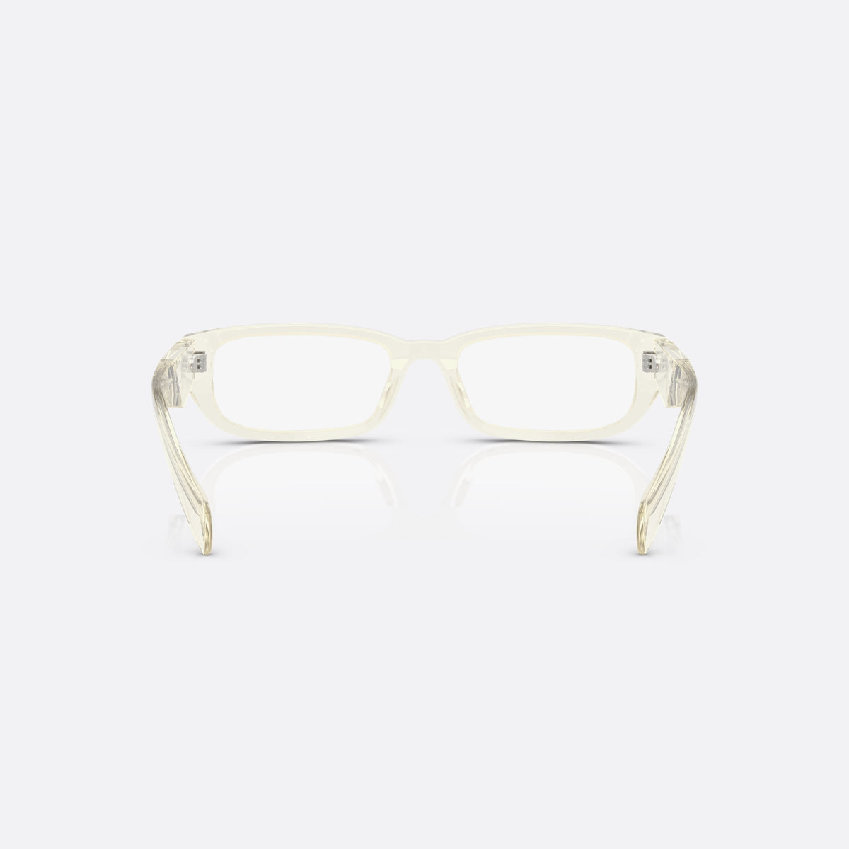 Rame ochelari de vedere Prada PR B05V 19X1O1, rectangulari havana, pentru femei, punte simplă, logo brand pe brațe, brațe late conice, vedere din spate