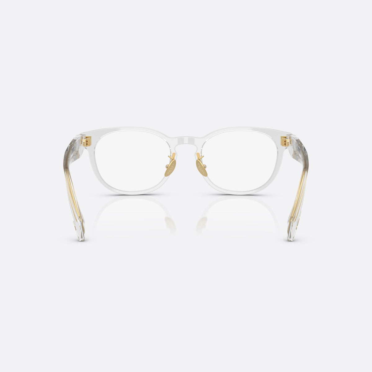 Rame ochelari de vedere Prada PR B06VD 12R1O1, visor transparent, pentru femei, punte simplă cu accente aurii, ramă completă, vedere din spate