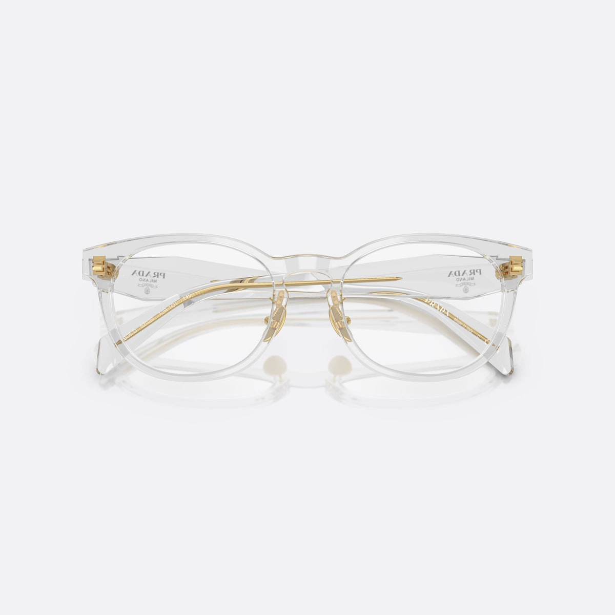 Rame ochelari de vedere Prada PR B06VD 12R1O1, visor transparent, pentru femei, punte simplă cu accente aurii, ramă completă, cu brațele pliate