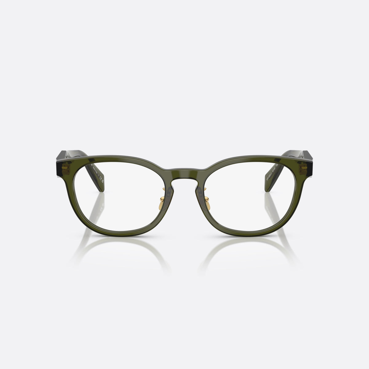 Rame ochelari de vedere Prada PR B06VD 19Z1O1, visor verde, pentru femei, punte simplă, literele brandului pe brațe, ramă completă, vedere din față