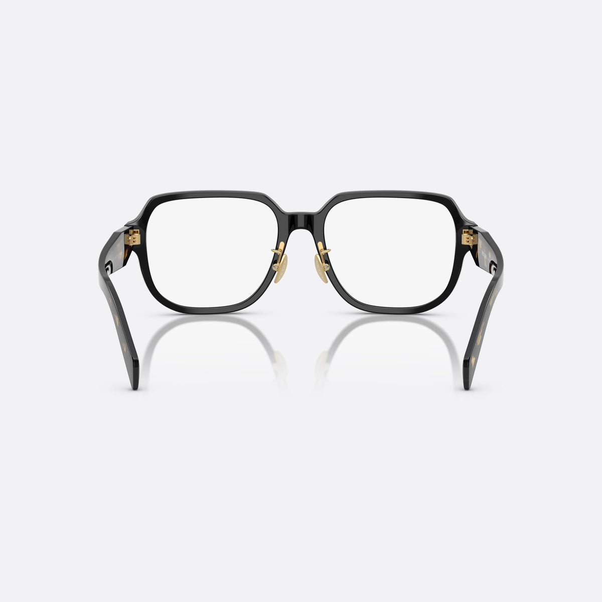 Rame ochelari de vedere Prada PR B07VD 3891O1, visor negru, pentru femei, punte dublă simplă, literele brandului pe brațe, vedere din spate